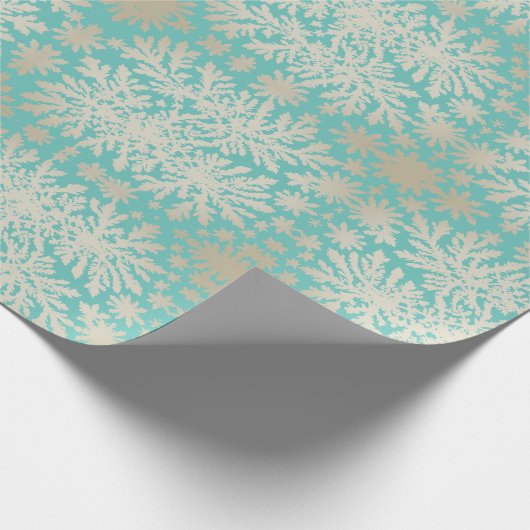  Mint inpakpapier met sneeuwvlokken (Hoek)