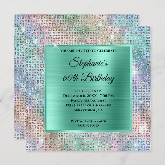 Mint Iridescent Diamond studeerde Folie 60ste verj Kaart