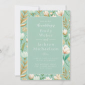 Mint Ivoor Goud Waterverf Bloemen Huwelijk Kaart (Voorkant)