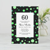 Mint & Jade Groene Polka Dot Zwart 60e Verjaardag Kaart (Staand voorkant)
