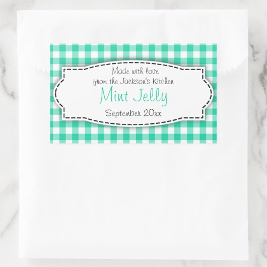 Mint Jelly groene gingham voedsellabel sticker (Tas)