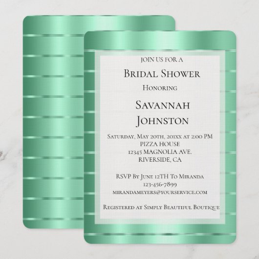 Mint Jewel Ribbon Vrijgezellenfeest Kaart (Voorkant / Achterkant)