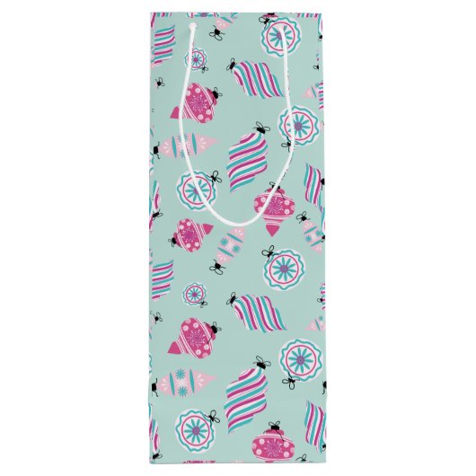 Mint Jolly Baubles Wine Gift Bag Wijn Cadeautas (Achterkant)