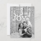 Mint Joy Deer Antlers Holiday Kerstfotokaart Feestdagenkaart (Voorkant)