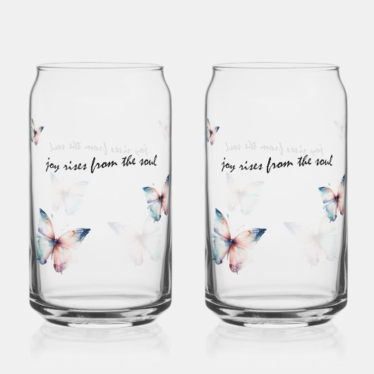 Mint Joy komt uit de Soul Butterfly Blikvorm Glas (Voorkant)