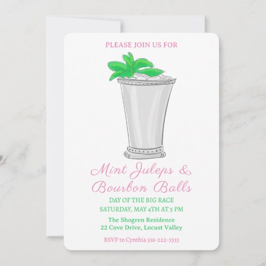 Mint Julep Bourbon Balls Horse Race Derby Day Kaart (Voorkant)