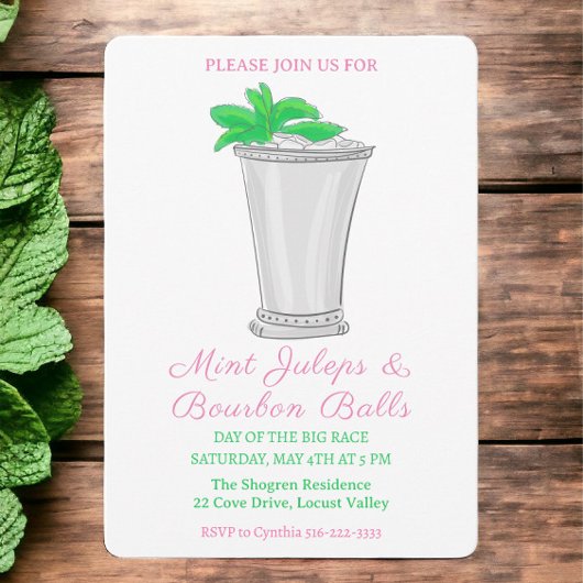 Mint Julep Bourbon Balls Horse Race Derby Day Kaart