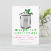 Mint Julep Bourbon Balls Paardenrace Derby Party Kaart (Staand voorkant)