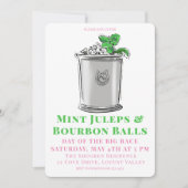 Mint Julep Bourbon Balls Paardenrace Derby Party Kaart (Voorkant)