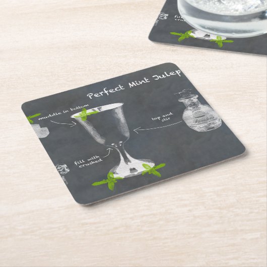 Mint Julep Cocktail Kartonnen Onderzetters (Schuin)