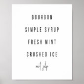 Mint Julep Cocktail Recipe Poster (Voorkant)