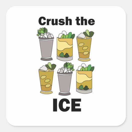 Mint Julep Cocktail Verpletter Het Ijs Grappig Vierkante Sticker (Voorkant)