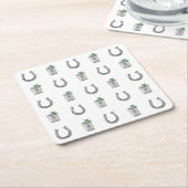 Mint Julep Cocktails & Horseshoe Pattern Race Day  Kartonnen Onderzetters (Schuin)