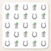 Mint Julep Cocktails & Horseshoe Pattern Race Day  Kartonnen Onderzetters (Voorkant)