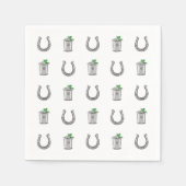 Mint Julep Cocktails & Horseshoe Pattern Race Day  Servet (Voorkant)