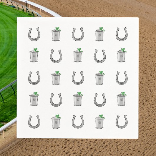 Mint Julep Cocktails & Horseshoe Pattern Race Day  Servet