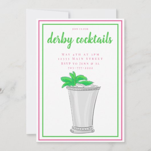 Mint Julep Derby Cocktail Party Kaart (Voorkant)