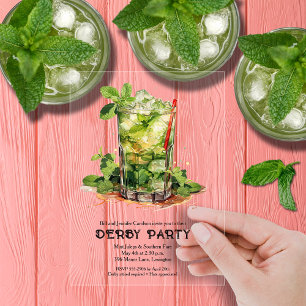 Mint Julep Derby Feest Acryl Uitnodigingen