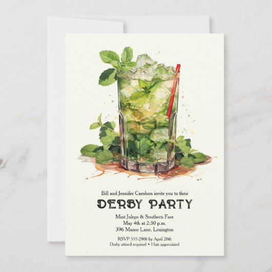 Mint Julep Derby Feest Kaart (Voorkant)