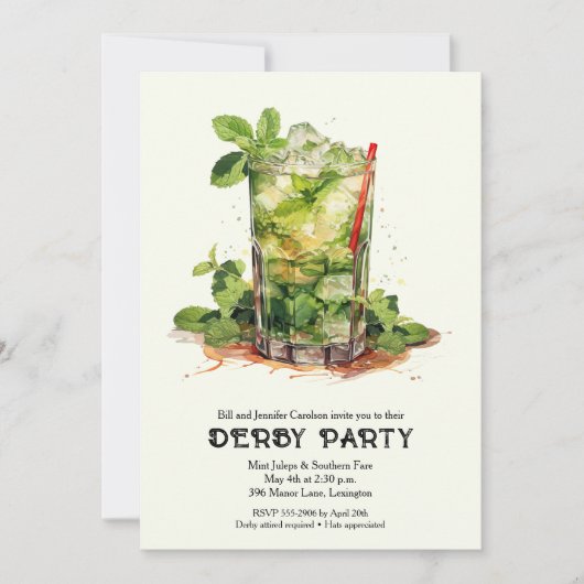 Mint Julep Derby-feest Kaart (Voorkant)