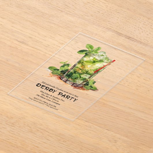Mint Julep Derby Party Acryl Uitnodigingen (Laagn)