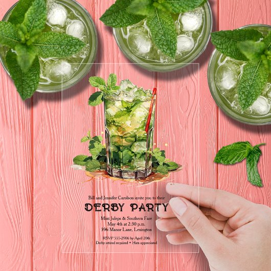 Mint Julep Derby Party Acryl Uitnodigingen