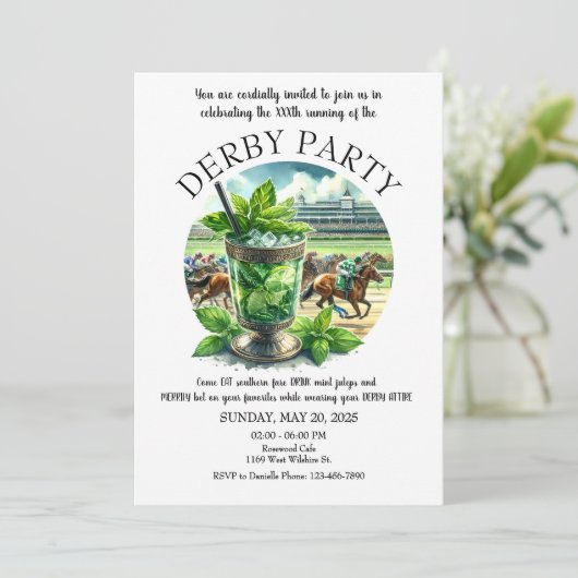 Mint Julep Derby Party uitnodiging (Staand voorkant)