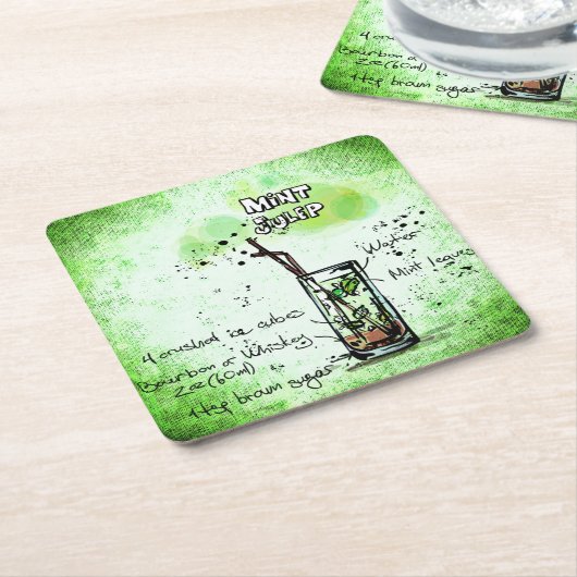 Mint Julep Drink Recipe Kartonnen Onderzetters (Schuin)