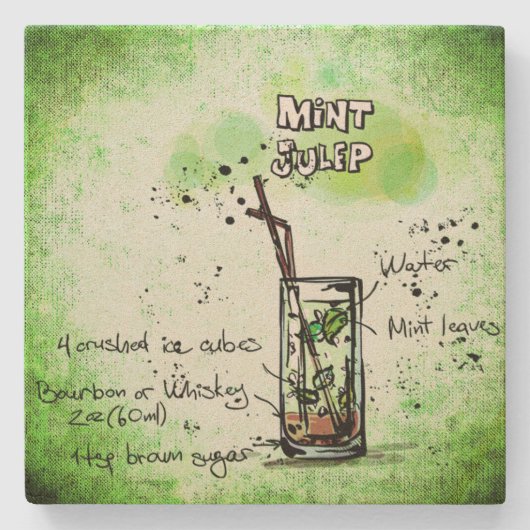 Mint Julep Drink Recipe Stenen Onderzetter (Voorkant)