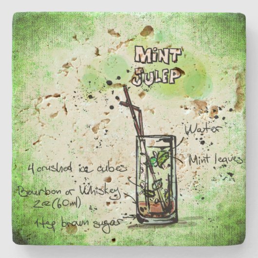 Mint Julep Drink Recipe Stenen Onderzetter (Voorkant)