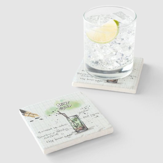 Mint Julep Drink Stenen Onderzetter (Zijkant)