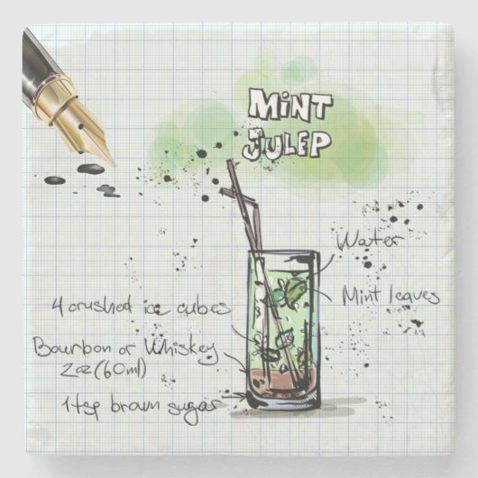 Mint Julep Drink Stenen Onderzetter (Voorkant)