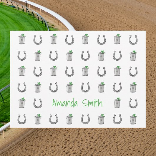 Mint Julep en Horseshoe Preppy Derby Feestje Bedankkaart