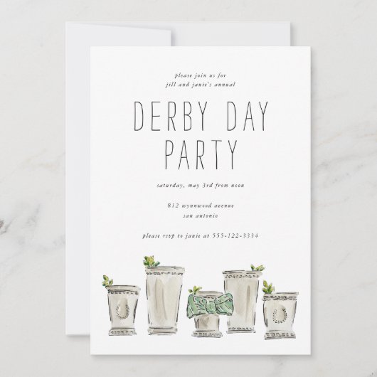Mint Julep Horse Race Derby Day Party Kaart (Voorkant)