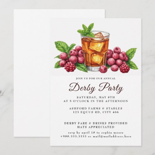 Mint Julep Horse Race Derby Day Party Kaart (Voorkant / Achterkant)