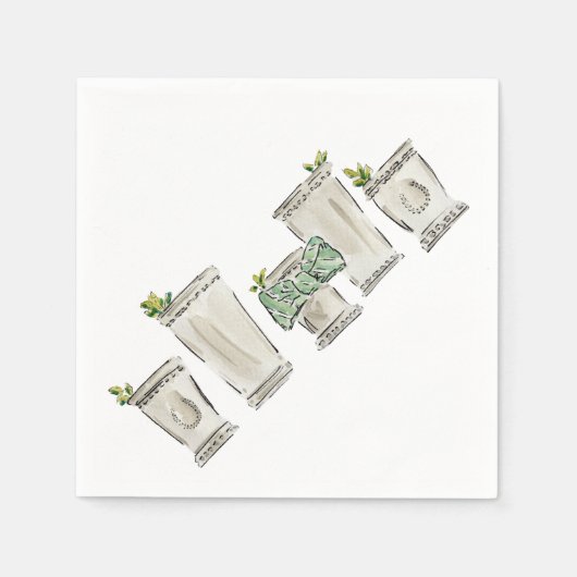 Mint Julep Illustrated Horse Race Derby Day Servet (Voorkant)
