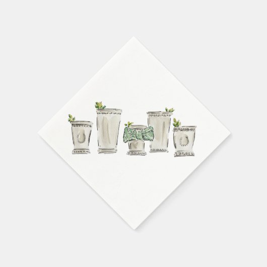 Mint Julep Illustrated Horse Race Derby Day Servet (Hoek)