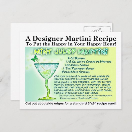 Mint Julep Martini Recept Briefkaart (Voorkant / Achterkant)