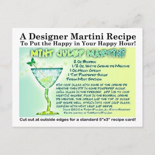 Mint Julep Martini Recept Briefkaart (Voorkant)