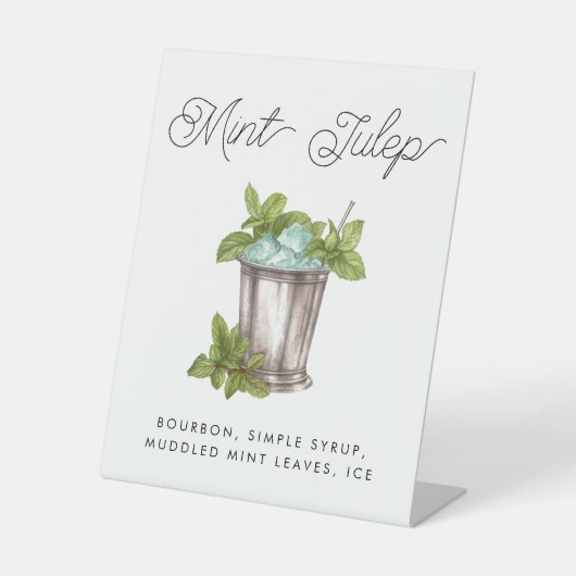 Mint Julep Paardenrace Derby aangepaste cocktail Reclamebord Met Voetstuk (Voorkant)