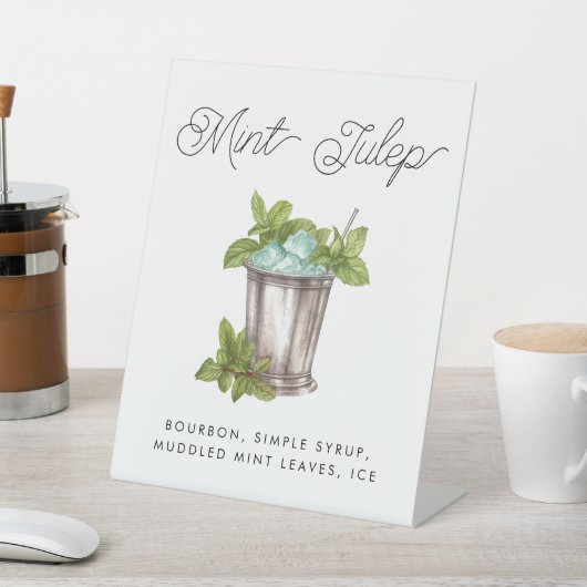 Mint Julep Paardenrace Derby aangepaste cocktail Reclamebord Met Voetstuk (Insitu)