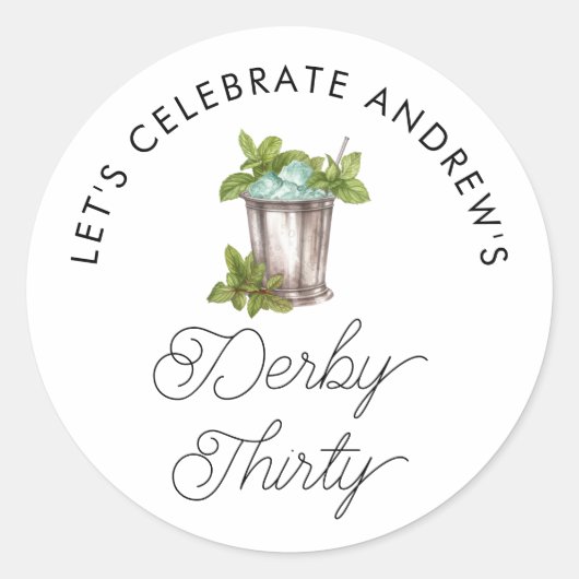 Mint Julep Paardenrace Derby Dertig Verjaardag Ronde Sticker (Voorkant)