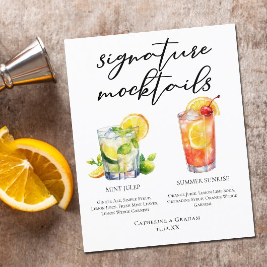 Mint Julep Summer Sunrise Bruiloft Mocktails Menu