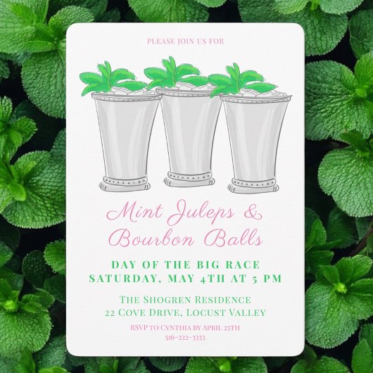 Mint Juleps Bourbon Balls Paardenrace Derby Dag Kaart