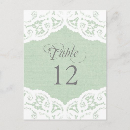 Mint kant dagelijks bruiloft tafel nummer tafel Ka Briefkaart (Voorkant)