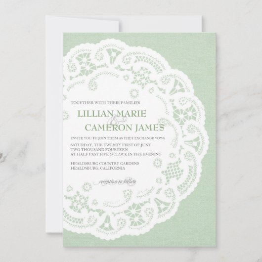 Mint kant dagelijks bruiloft uitnodiging (Voorkant)