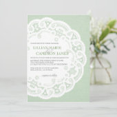 Mint kant dagelijks bruiloft uitnodiging (Staand voorkant)