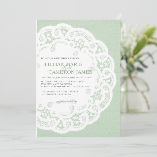 Mint kant dagelijks bruiloft uitnodiging (Staand voorkant)