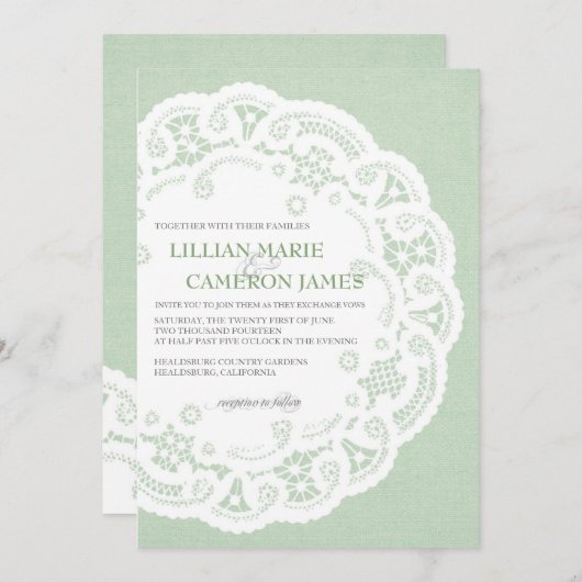 Mint kant dagelijks bruiloft uitnodiging (Voorkant / Achterkant)