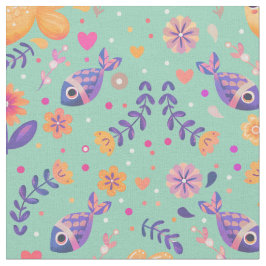 Mint Kawaii Goldfish Zee Tuinpatroon Stof